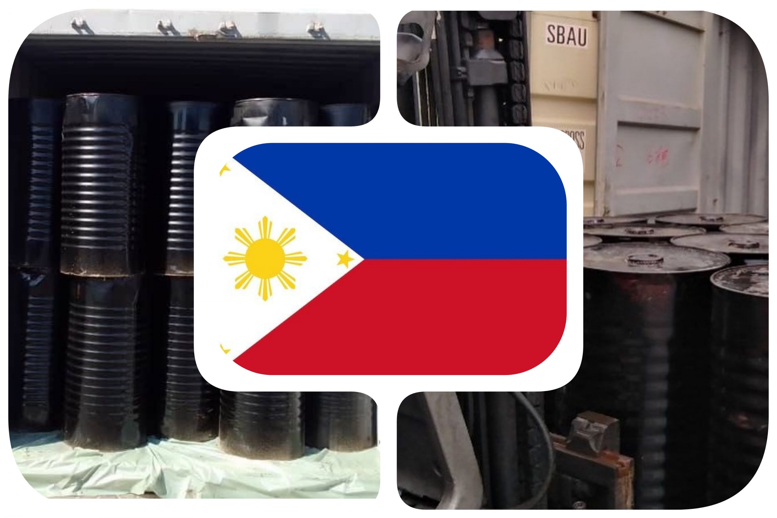 Bitumen supplier in Philippines - drums prepared for shipment to Manila and Cebu